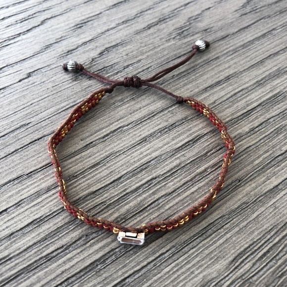 New Auth Chan Luu Red Gold Mix Seed Bead Pull Tie - Picture 3 of 4